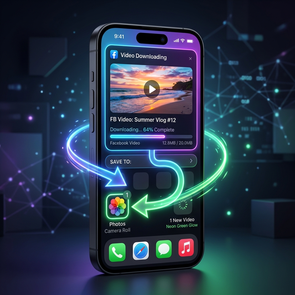iPhone downloading Facebook video and saving to Camera Roll